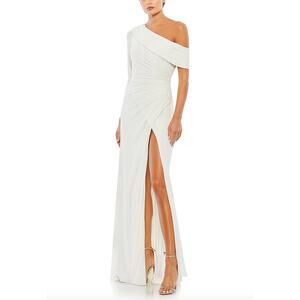 Ieena for Mac Duggal Jersey Off-Shoulder Asymmetric Gown Sz 4 / Small NWT